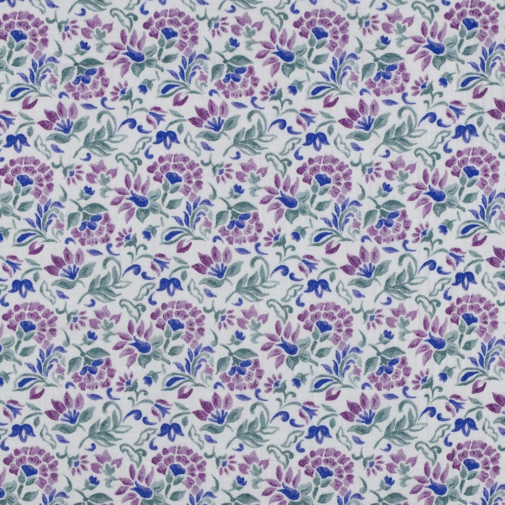 Double Gauze Bio Digital Flowers Purple