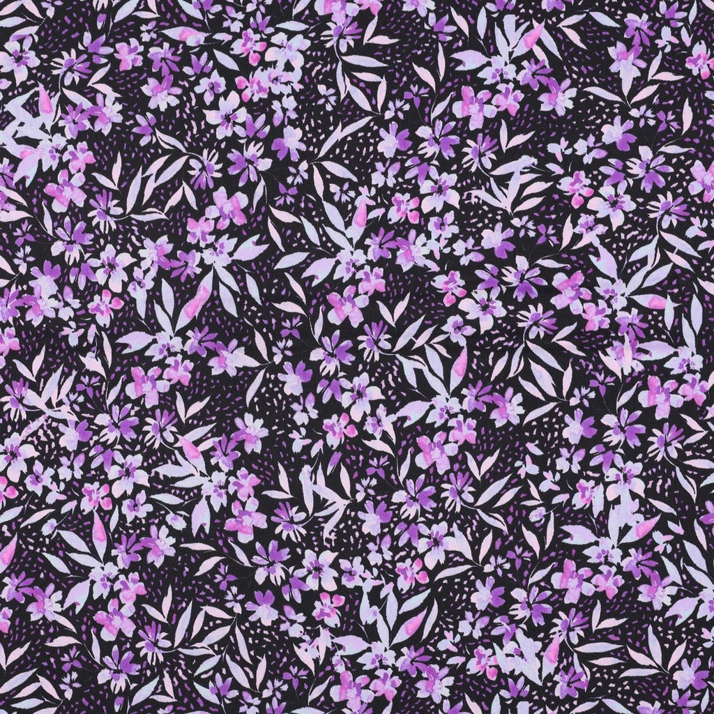 Viscose Rosella Stretch Digital Flowers Purple