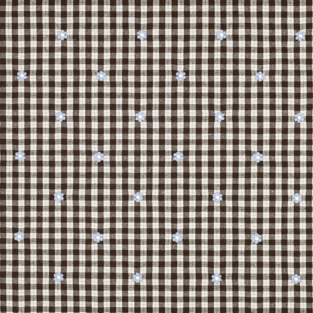 Vichy Cotton Viscose Embroidery Brown