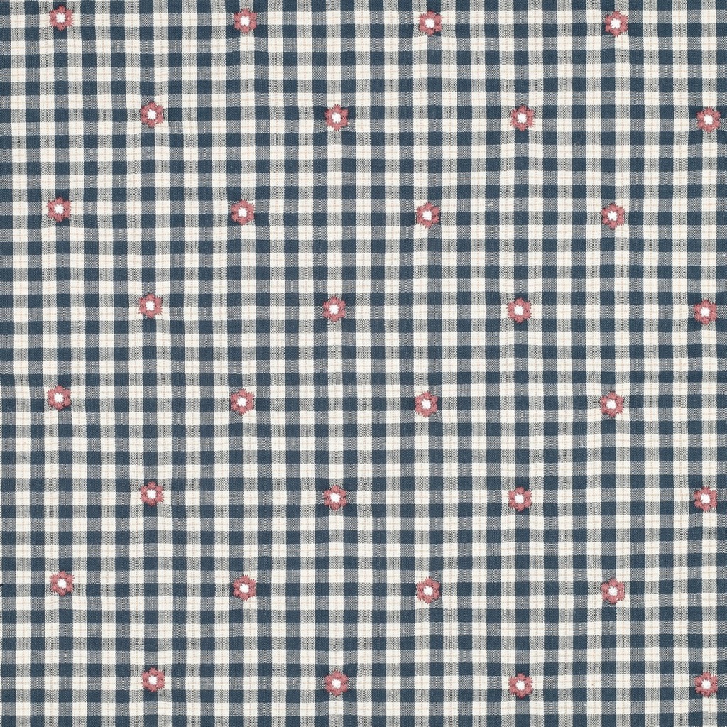 Vichy Cotton Viscose Embroidery Petrol
