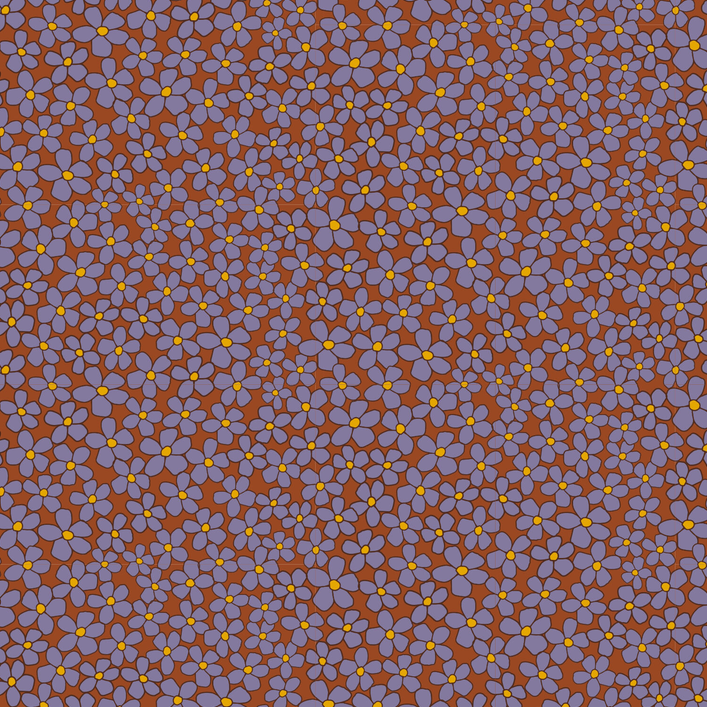Cotton Poplin Digital Floral Lilac/Cognac