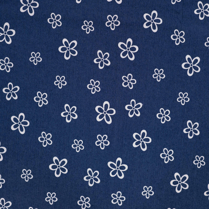 Stretch Denim Print Flower Blue