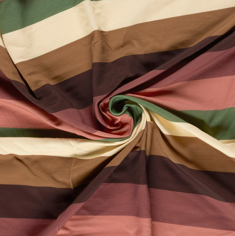 French Terry Horizontal Stripe 52 mm. Wine/Multi