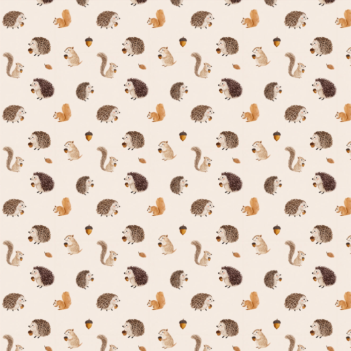 Jersey Katoen Digital Print Autumn Animals Sand