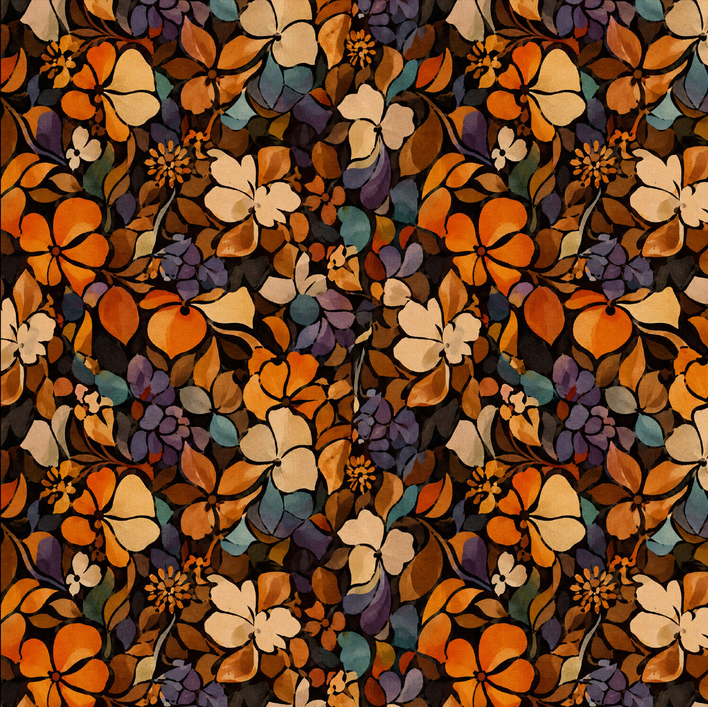 Viscose Jersey Digital Flowers Orange