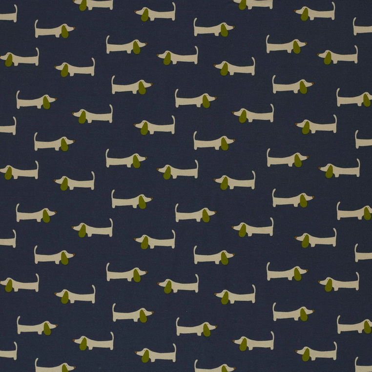 French Terry Brushed Daschshund Navy