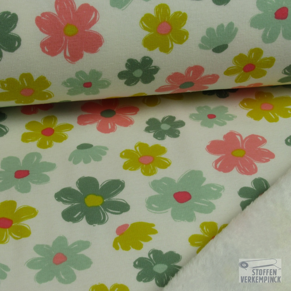 Alpenfleece Flowers Wit