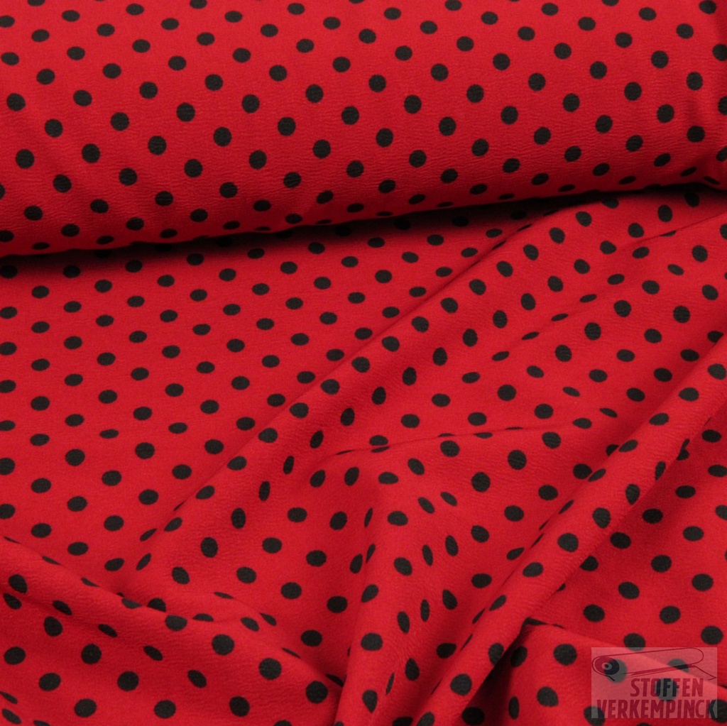 Bi-stretch Polyester Print Polka Dots Red