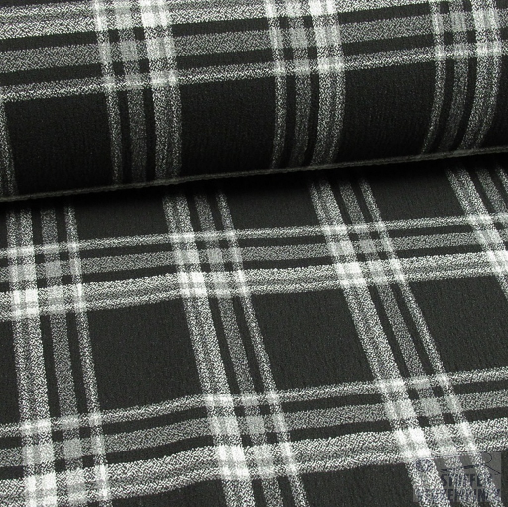 Crêpe Stretch Ruit Zwart & Wit