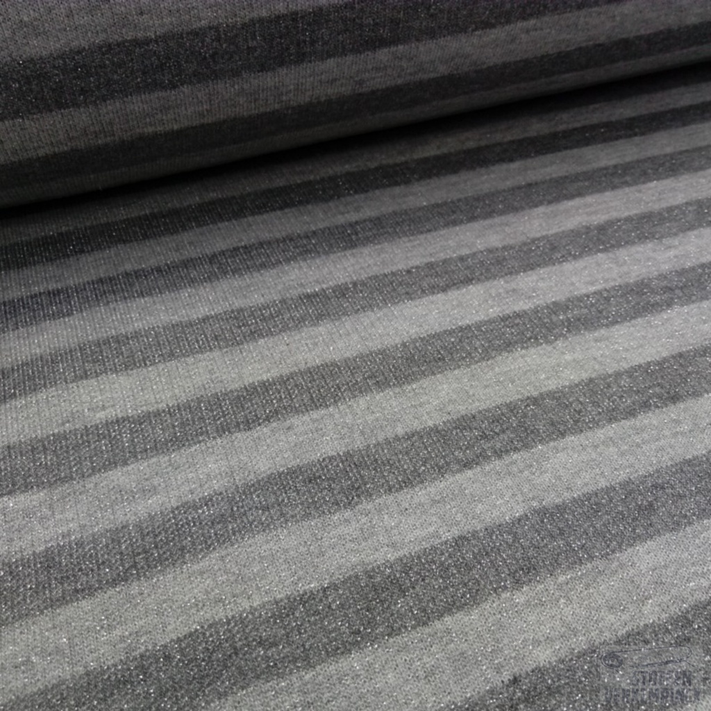 French Terry Glittery Stripe Grey