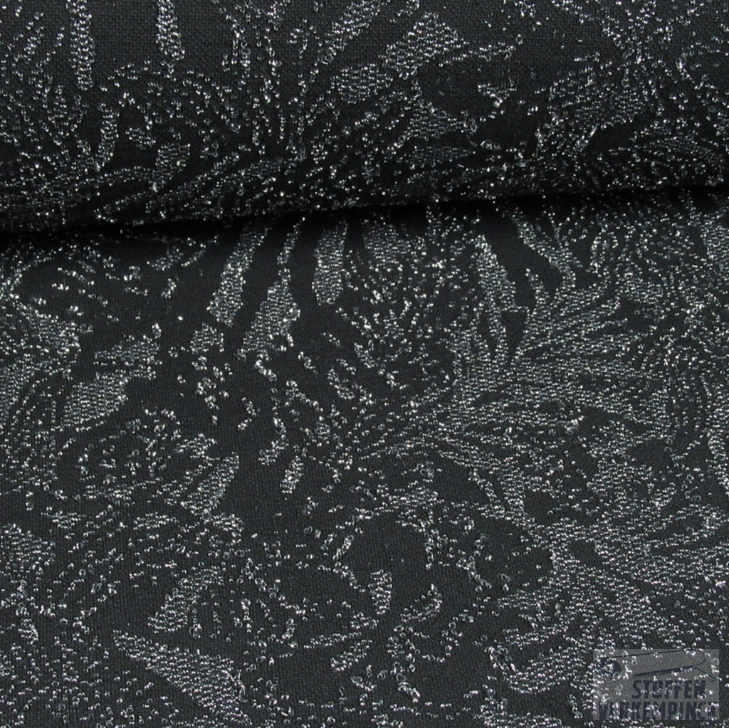 Glitterjersey Lurex Flowers Black