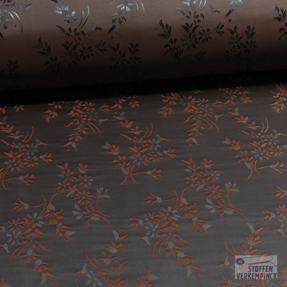 Jacquard Voering Bloemen Cognac