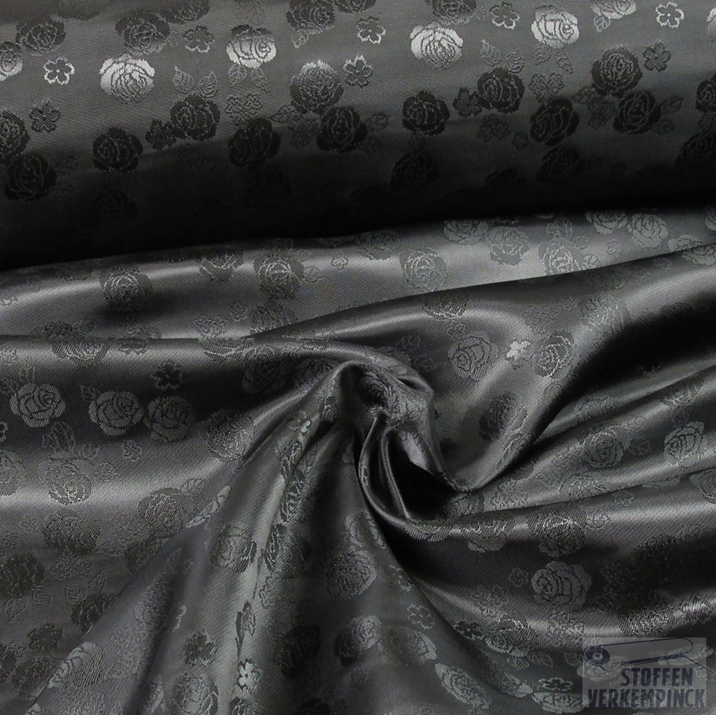 Jacquard Voering Rozen Zwart