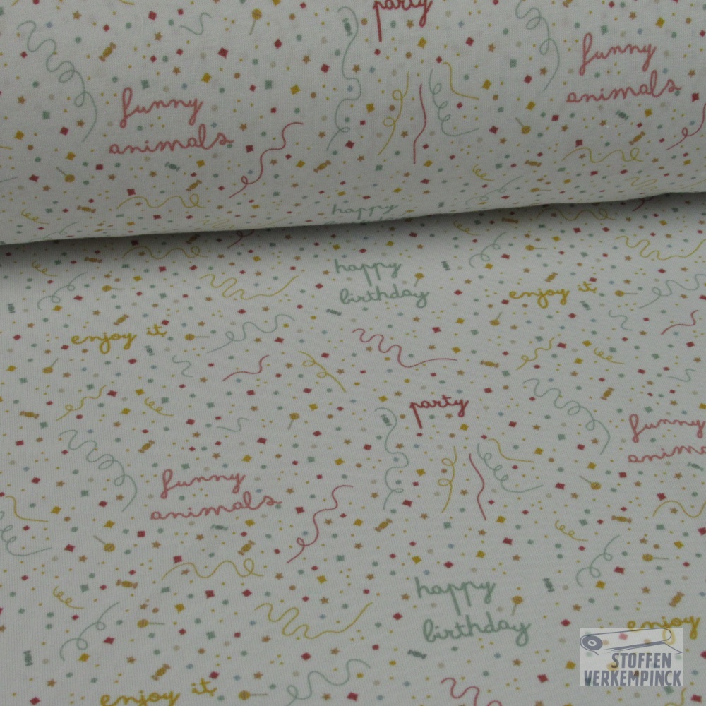 Jersey Bio Print 'Happy Birthday' -Wit