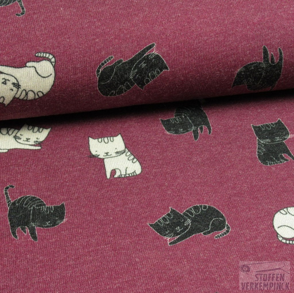 Jersey Print Cats Bordeaux