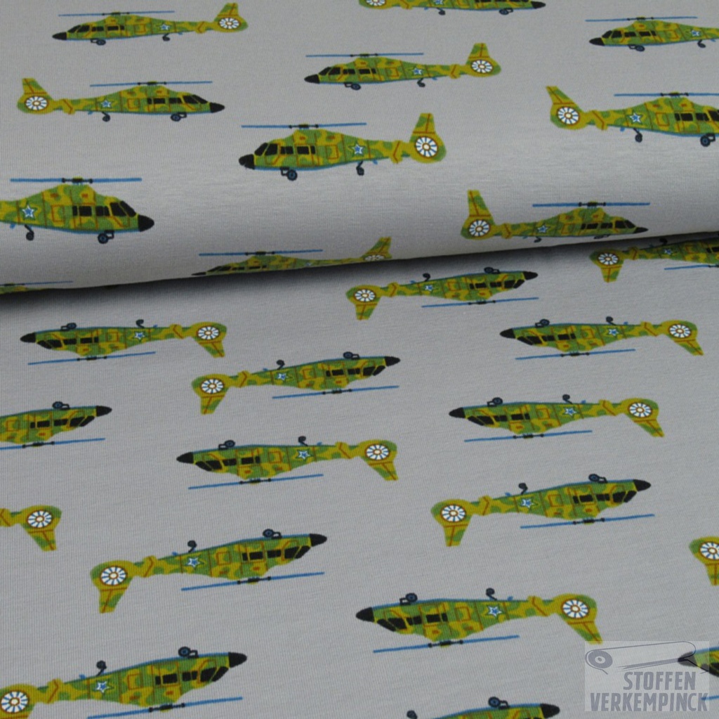 Jersey Print Helicopters Light Grey