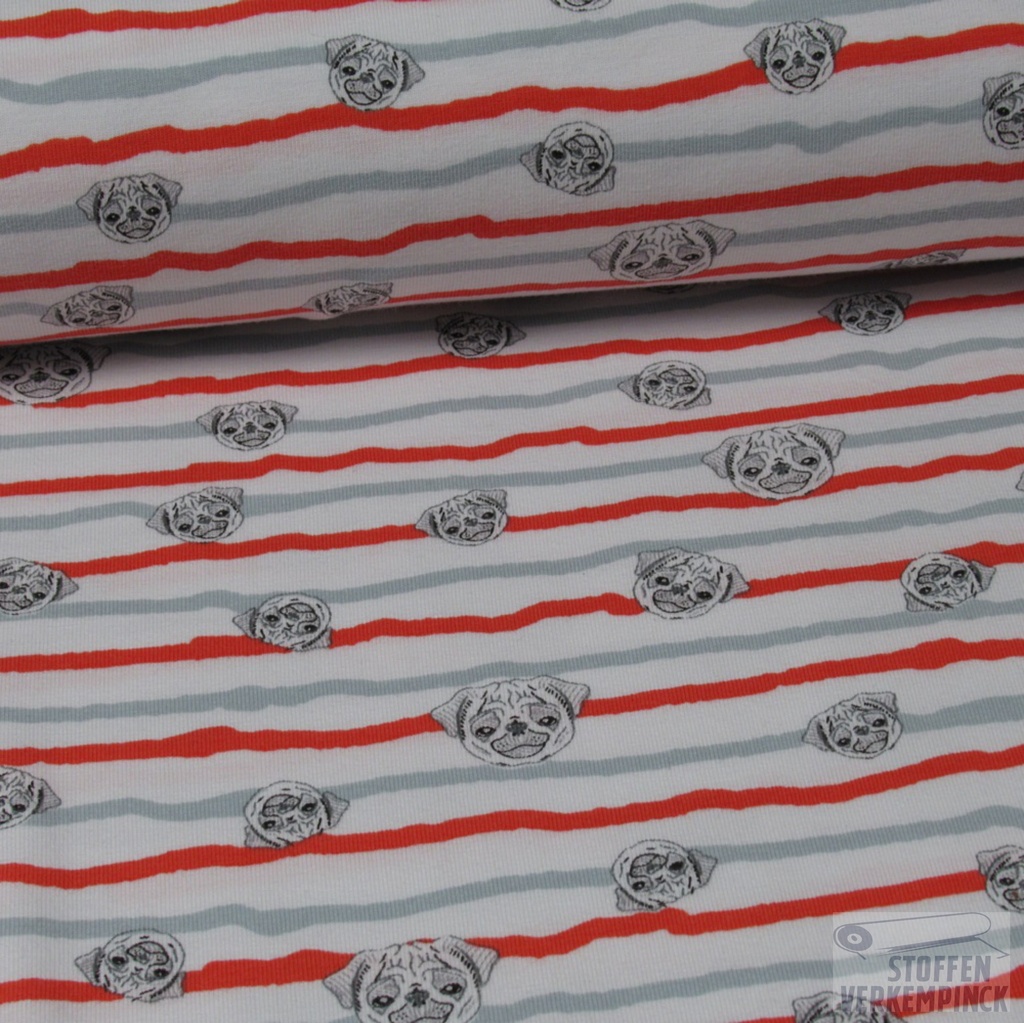Jersey Print Striped Pugs Orange