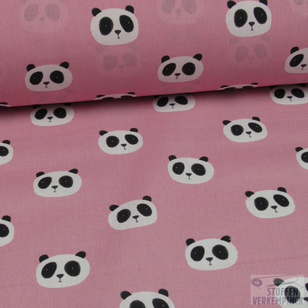 Katoen print panda roze