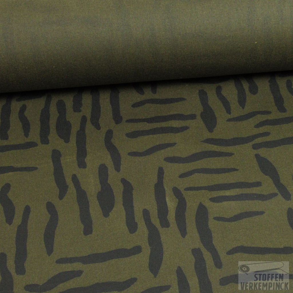 Oliedoek print Abstract Zebra Kaki