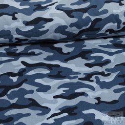 [VE-08847-003] Ribfluweel Babycord camouflage - Blauw