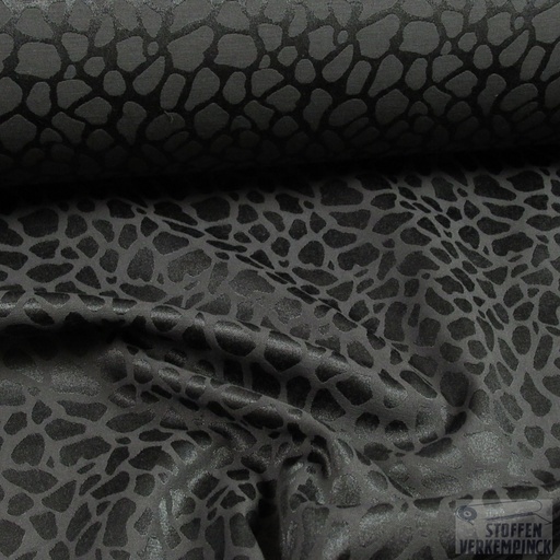 [ZA-4212-06-02] Stretch Satijn Jacquard Vlekjes Zwart