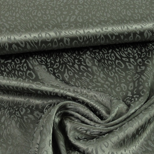 [NO-15296-054] Stretch Polyester Jacquard Luipaard Antraciet