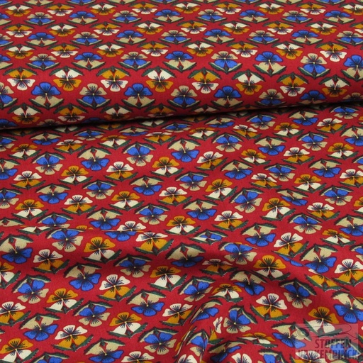 [ZA-902754-02] Viscose Print Viooltjes Rood