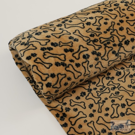 [ZA-902741-03] Wellness Fleece Print Bones & Paws Beige/Zwart