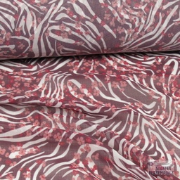 [456-0036] Voile Polyester Zebra-bloemetjes Bordeaux
