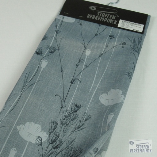 [181-OPTICA610624P-6] Dimout dig. print veldbloemen grijsblauw