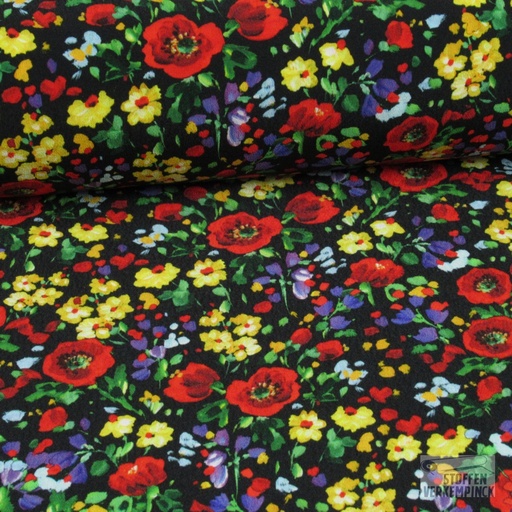 [MAD-0009] Viscose Crèpe Papavers en meer