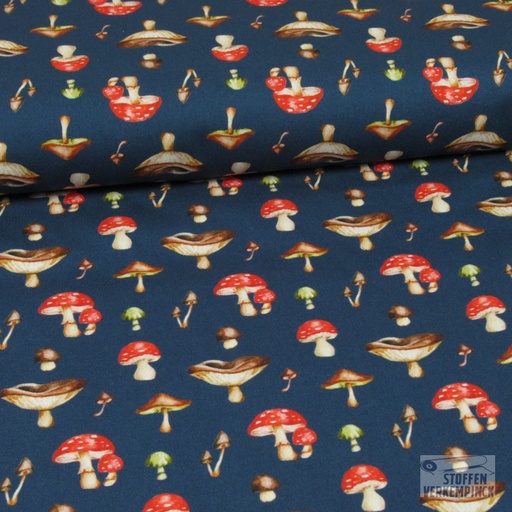 [ST-20111-15] Poplin Digital Paddestoelen Navy