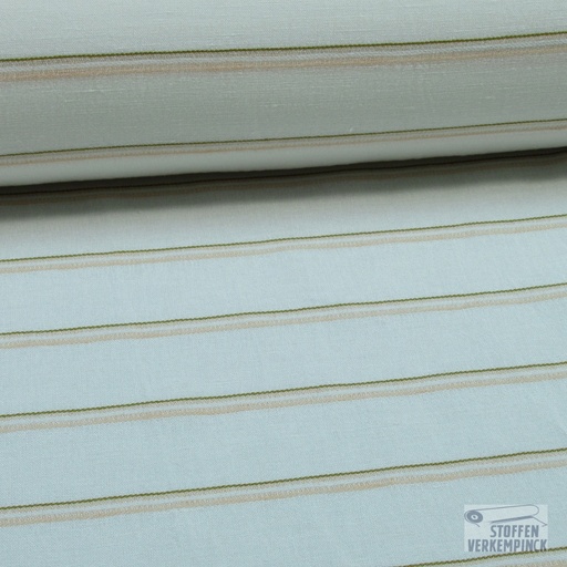 [420-5084-02] Linnen Horizontale Streep Wit/Zalm
