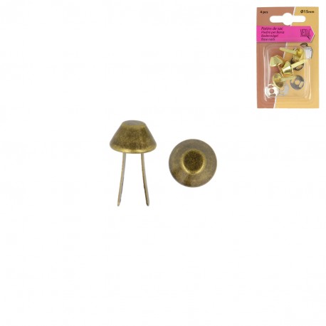 [ME-0294-008] Bodemnagels tassen 4 st 15 mm antiek messing