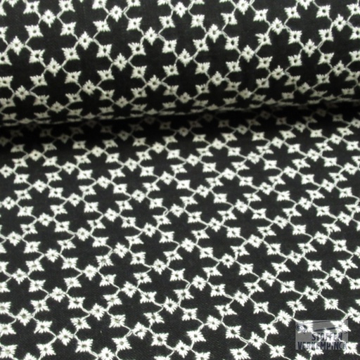 [QT-Q11520-690] Linnen Broderie Zwart