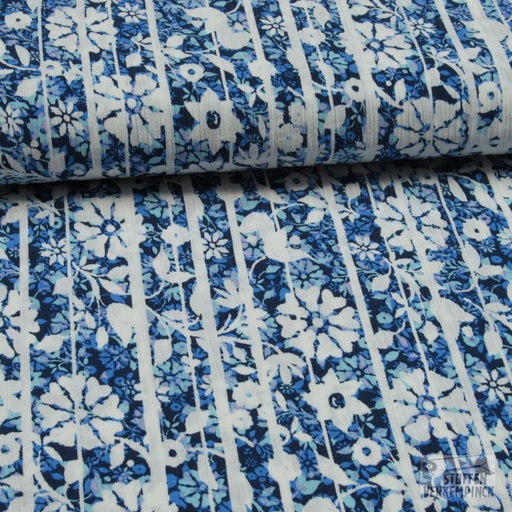 [HE-208775-0019] Viscose Crèpe Streep/Bloem