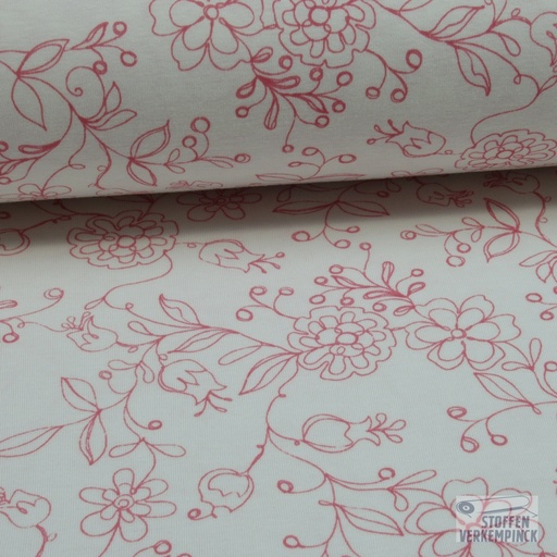 [184-0098] Interlock Rose bloemen - Wit