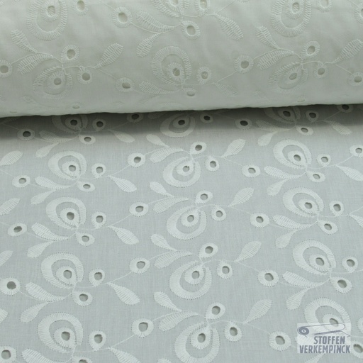 [TW-Sangallo- 2106] Broderie Geschulpt Blaadjes Ecru