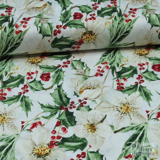 [HE-209525-0002] Kerst - Hulst en Lelies Ecru