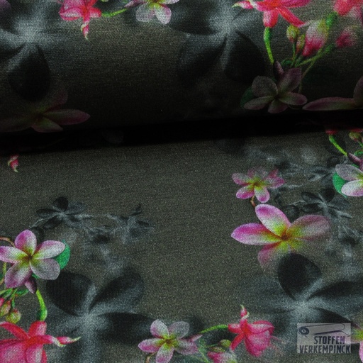 [NO-20131-054] Dubbeljersey Bloemen Taupe