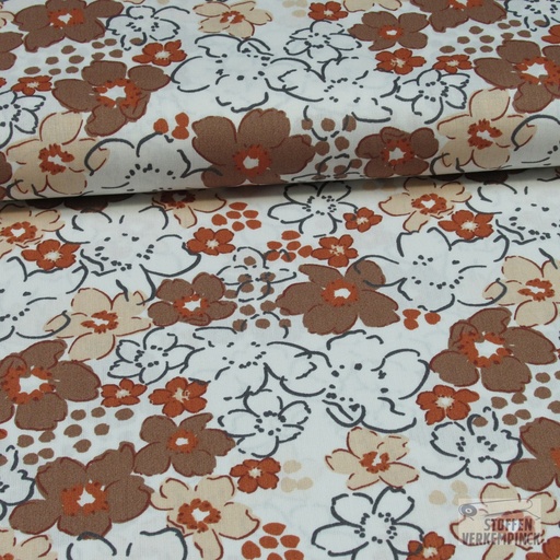 [VE-06034-001] Poplin Wild Flowers "A" Off White