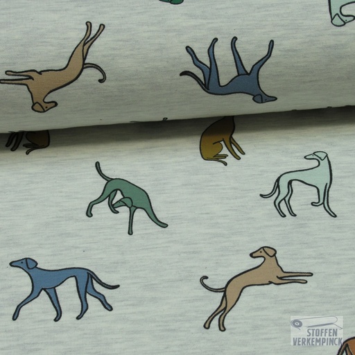 [VE-06226-001] Jersey Melange Dogs Ecru
