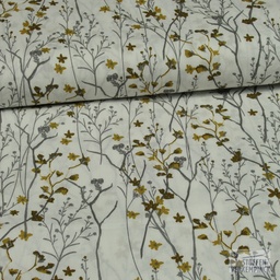 [KV-S1149R-183446] Poplin Bedrukt Mille Fleurs Snoozy Fabrics (Oker)
