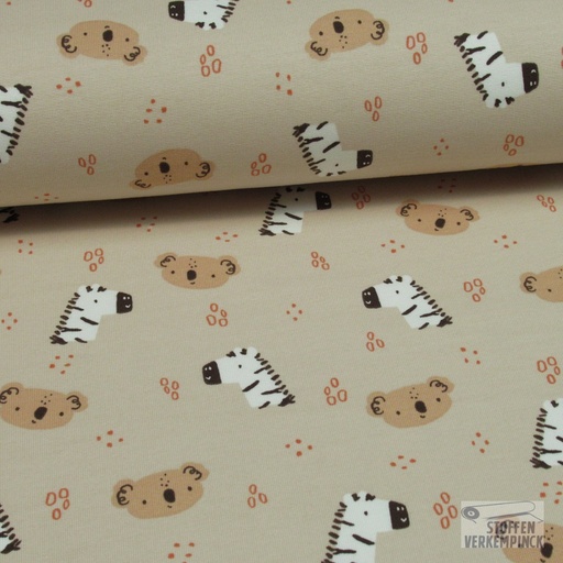 [VE-09841-008] French Terry Zebra&Koala Dusty Zalm
