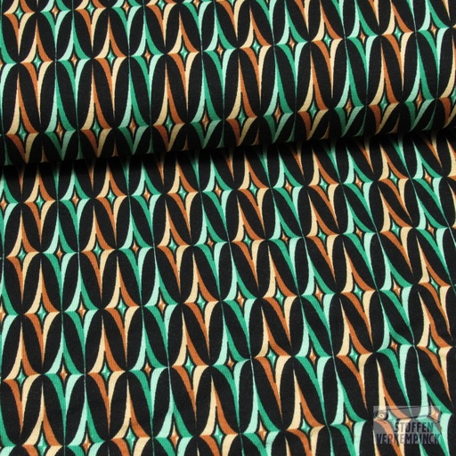 [KI-20030-307] Viscose Jersey Retro Groen/Roest