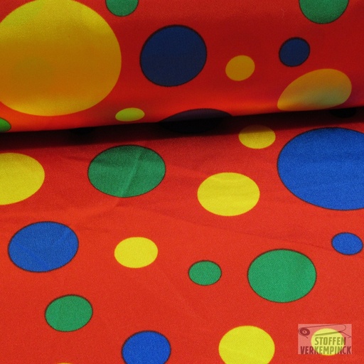 [HE-203963-0012] Satijn met Bollen Multicolor - Rood