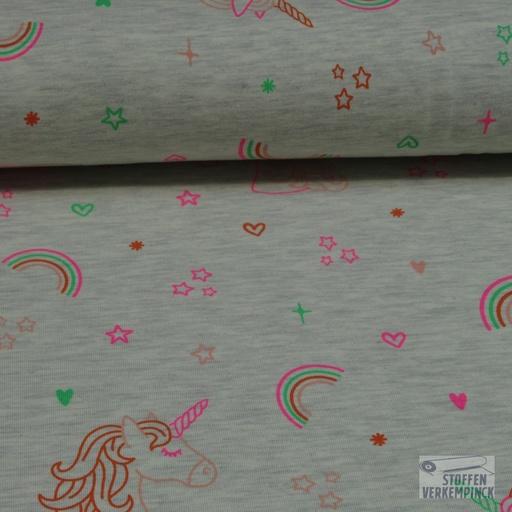 [VE-05602-001] Jersey Melange Neon Unicorn Ecru