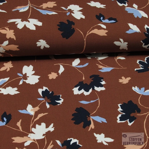 [VE-05757-006] Viscose Stretch Flowers Rust