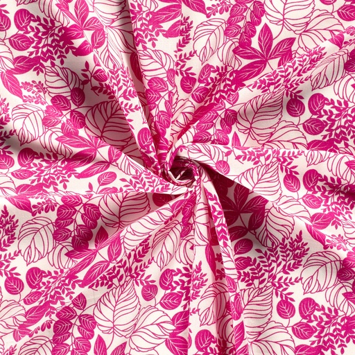 [NO-21029-017] Linnen/viscose print bloemen fuchsia