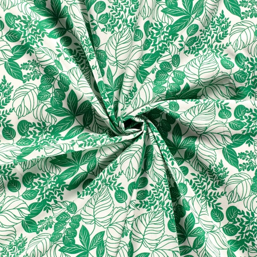 [NO-21029-025] Linnen/viscose print bloemen groen